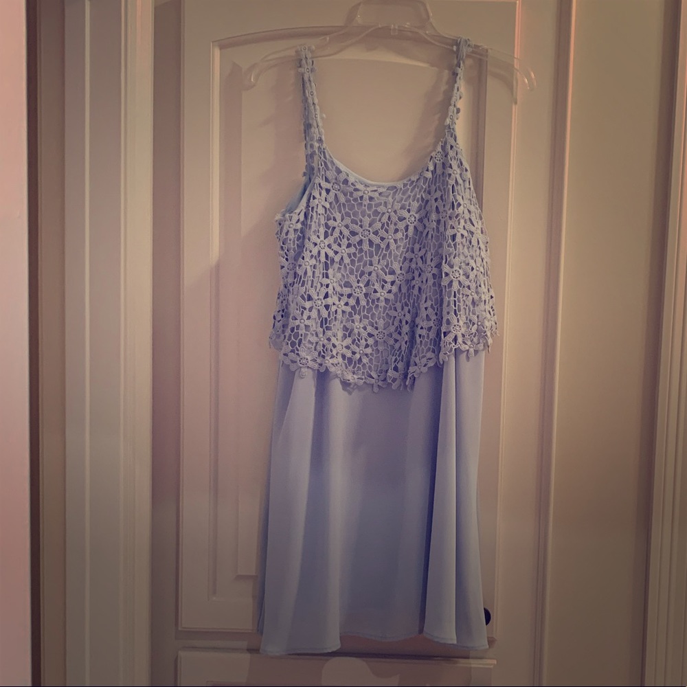 Blue dress with crochet top